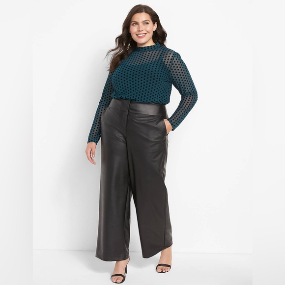 Mock-Neck Flock Dot Sheer Mesh - Picture 3 of 4